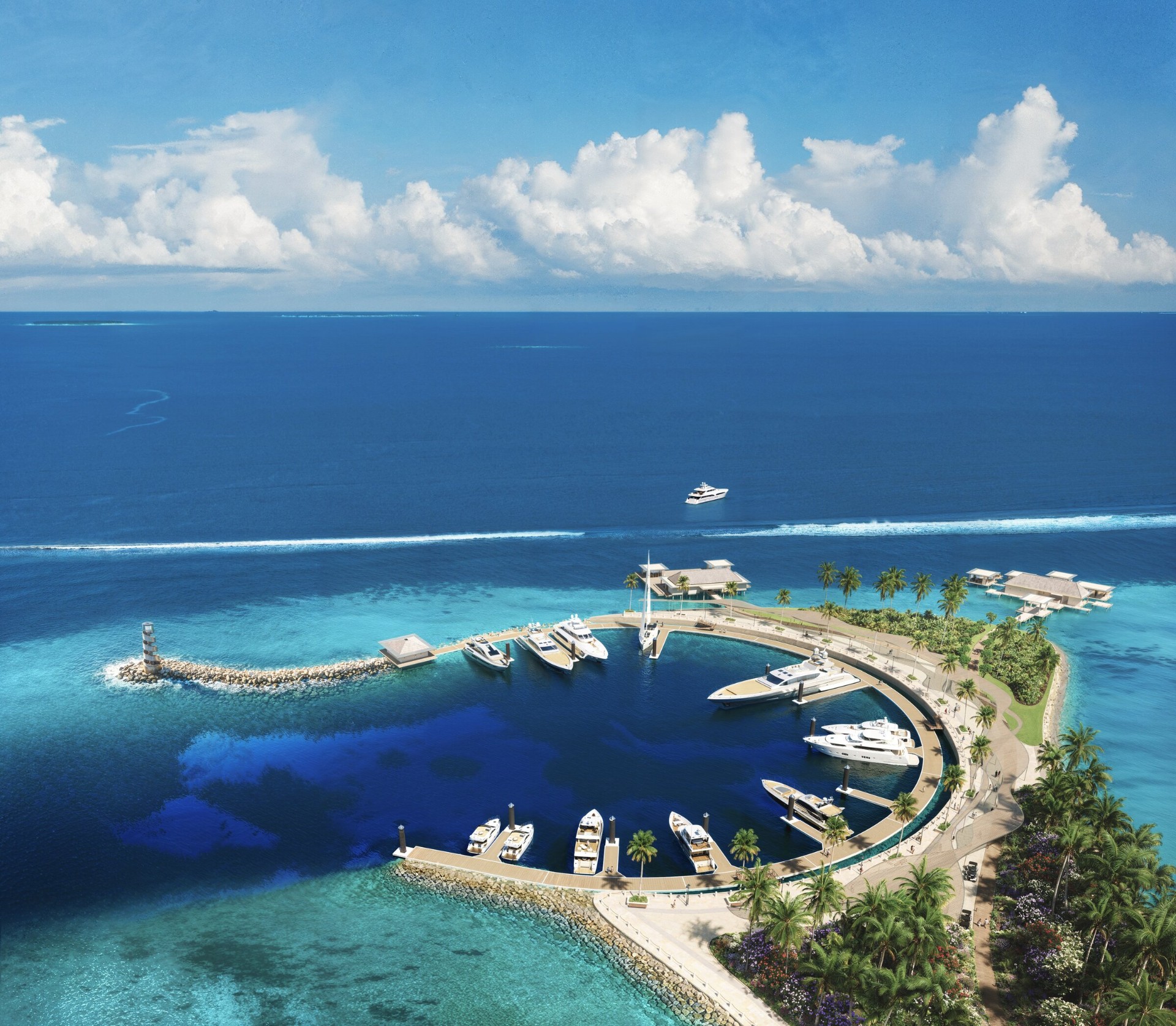 Baccarat Maldives marina in daylight